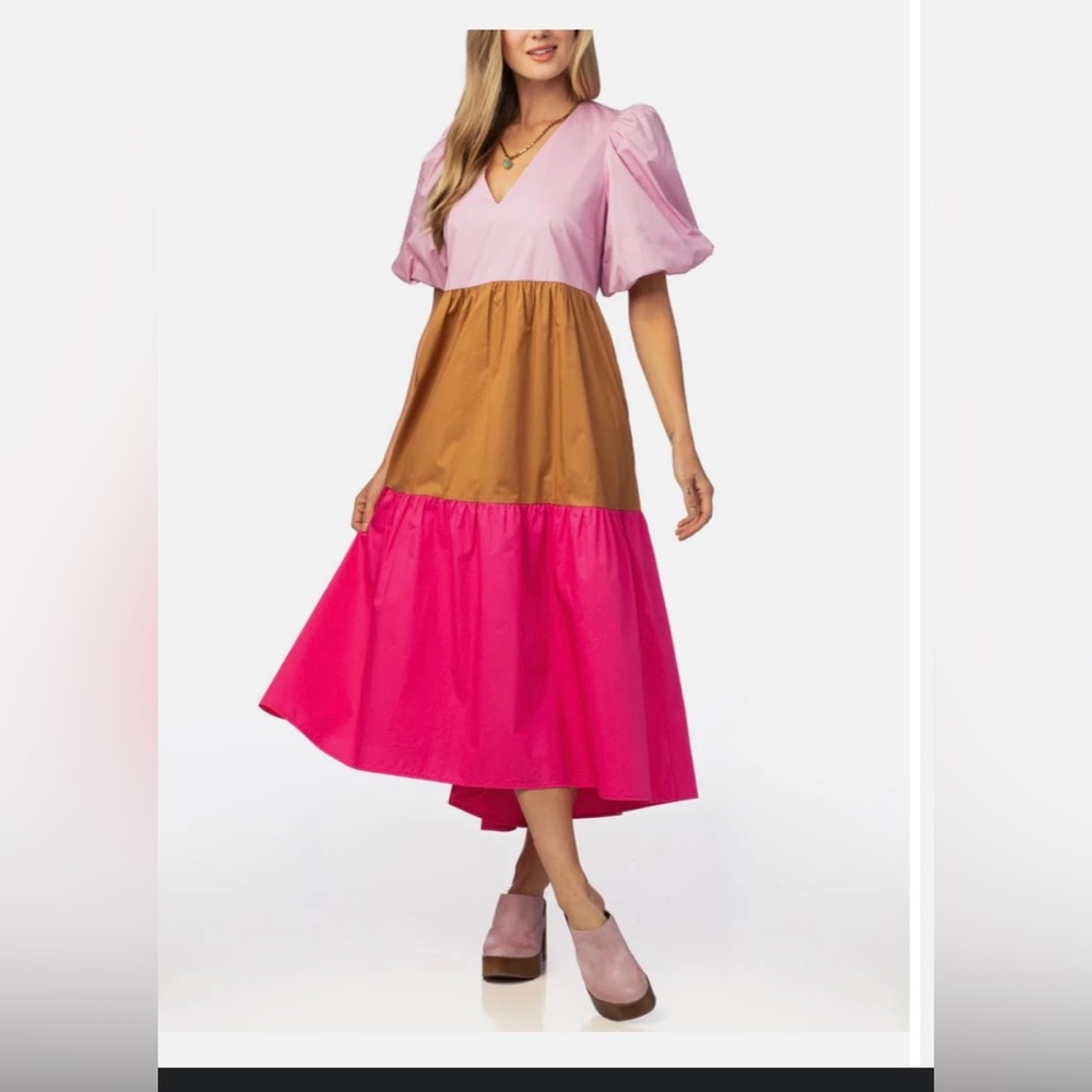 EUC Crosby by Mollie Burch Brawley dress! Size S "Pink Love Colorblock"